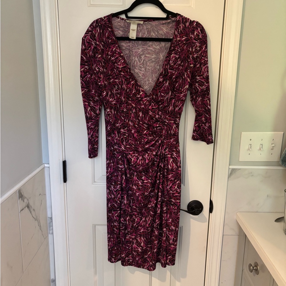 Laundry by Shelli Segal Women's V-Neck Wrap Dress in Plum Print